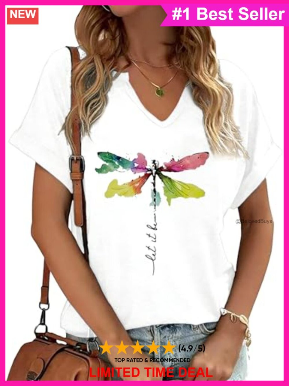 V Neck Boho Floral Graphic Tee Soft Cotton Blend Short Sleeve Summer T-Shirt